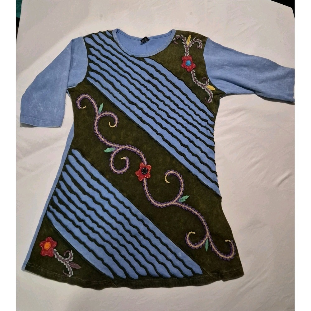 RISING INTERNATIONAL embroidered floral sweatshirt midi dress